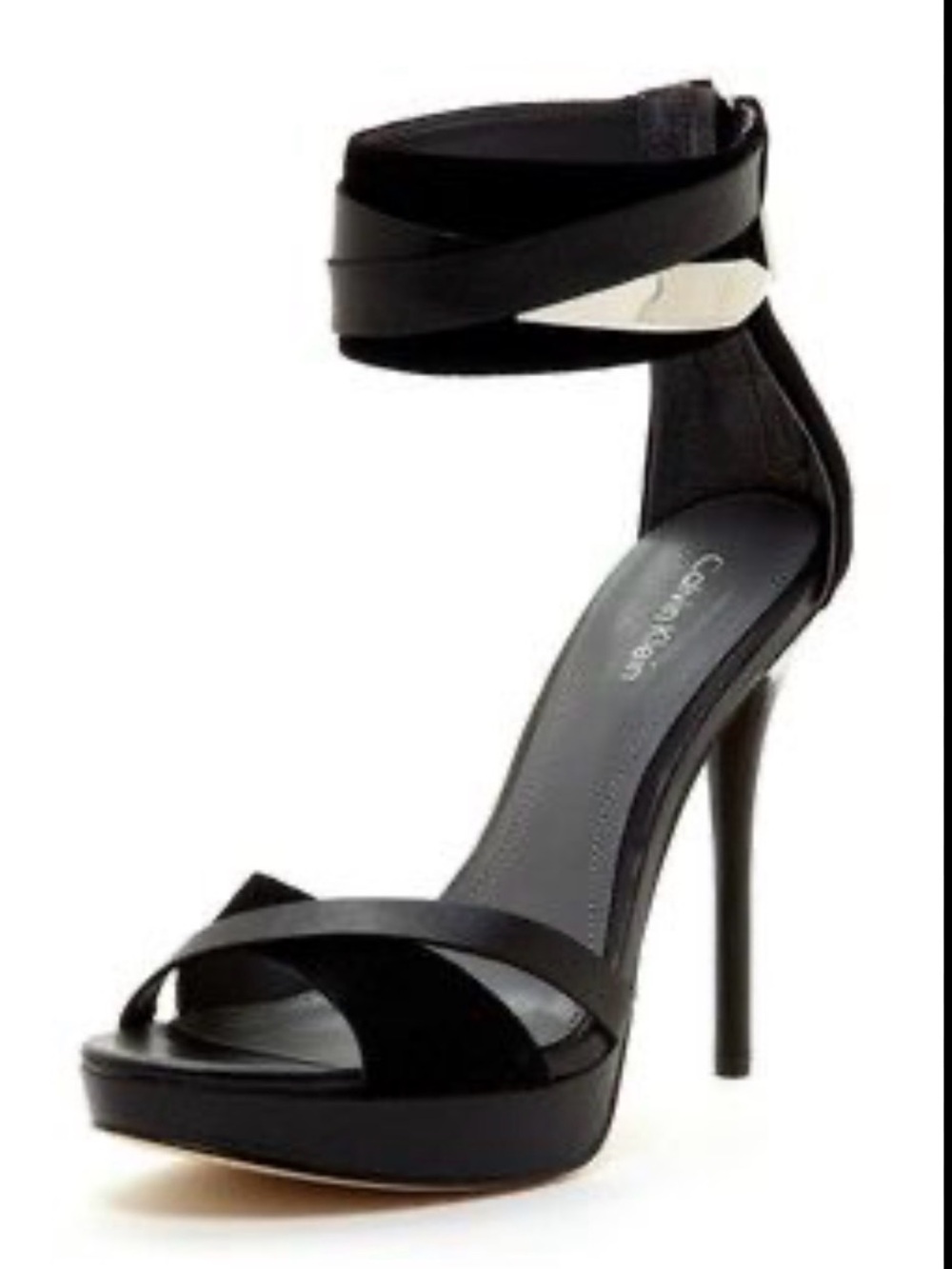 Black Strappy High Heel Sandals - Women